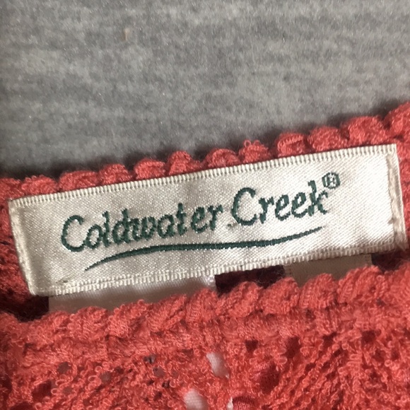 COLDWATER CREEK Crochet Lace Top with Full Tank Top UnderDeep Peach Color - Picture 14 of 16